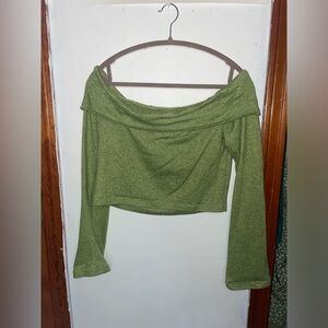 Green Knit Off The Shoulder